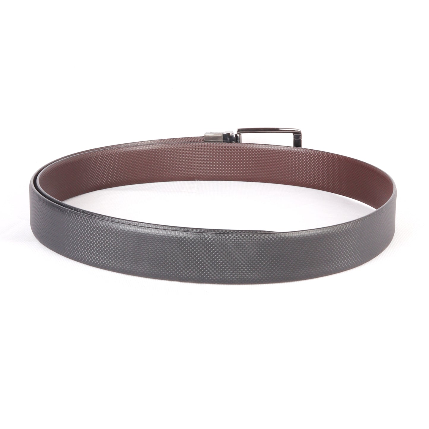 Men Black & Brown Reversible Textured Formal Belt - Chiti
