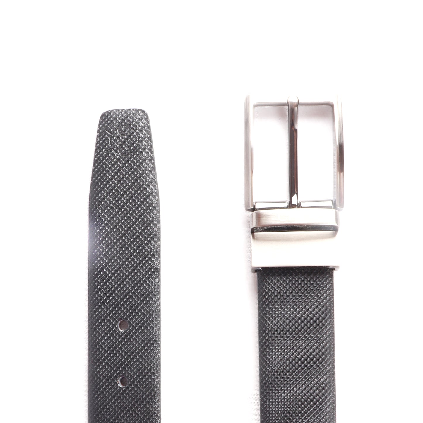 Men Black & Brown Reversible Textured Formal Belt - Chiti