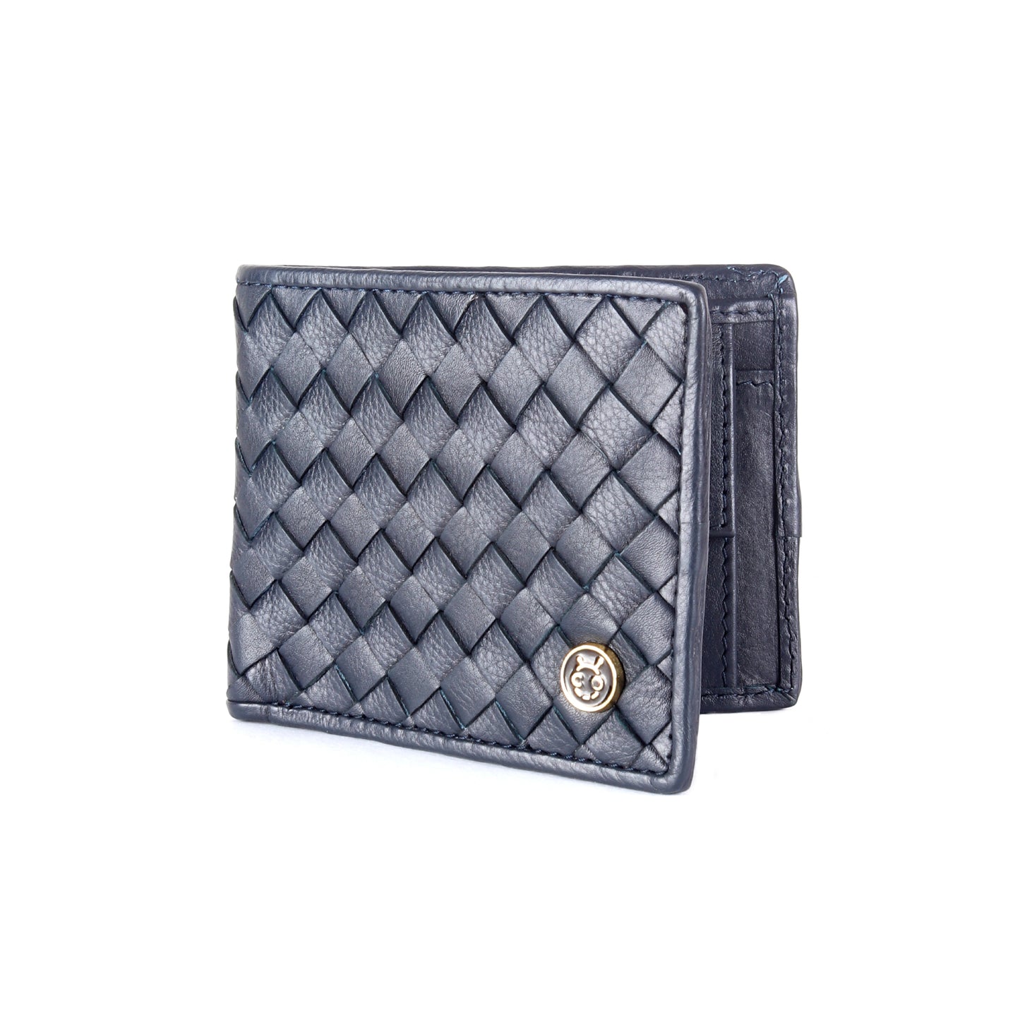 Blue Woven RFID Protected Leather Wallet - Chiti