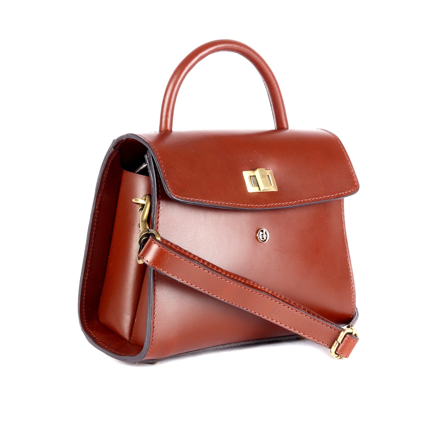 Elara Premium Brown Leather Satchel - Chiti