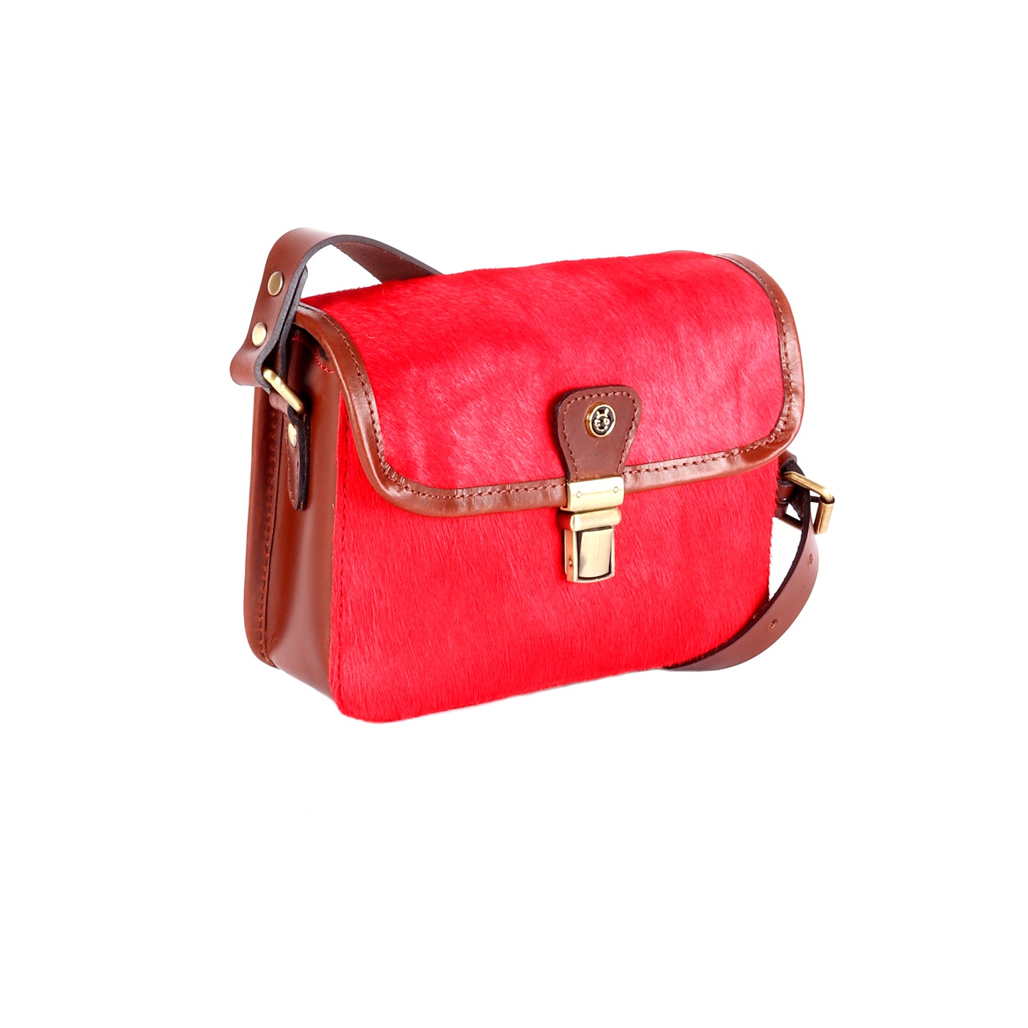 Martian Red Hair-On Leather Satchel - Chiti