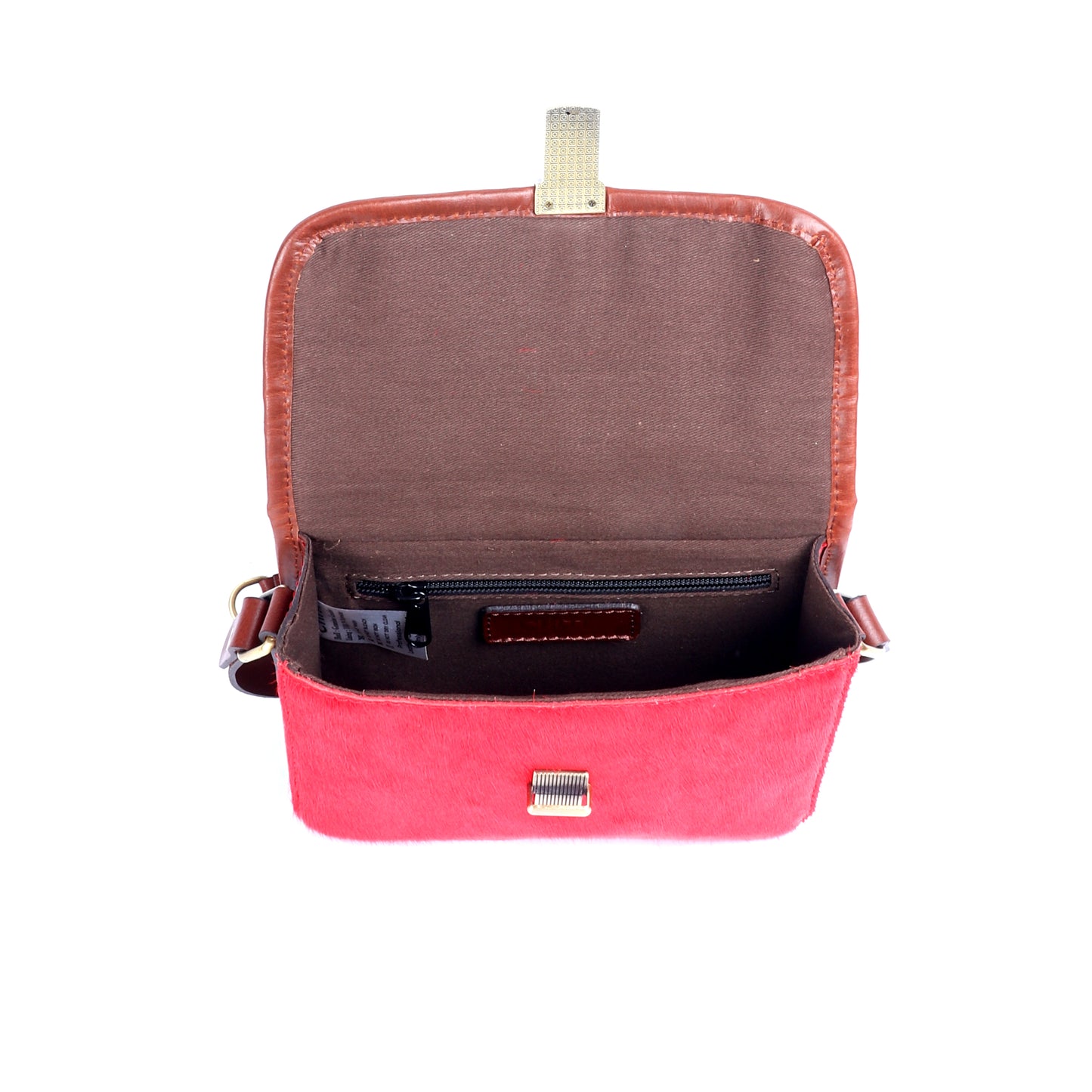 Martian Red Hair-On Leather Satchel - Chiti