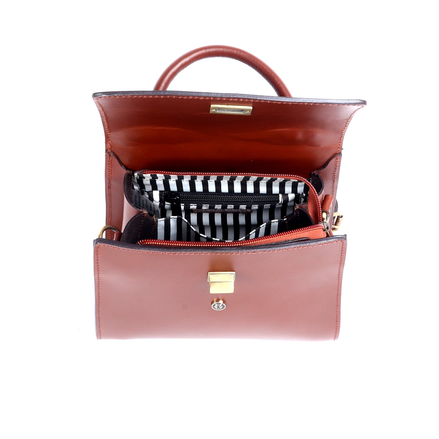 Elara Premium Brown Leather Satchel - Chiti
