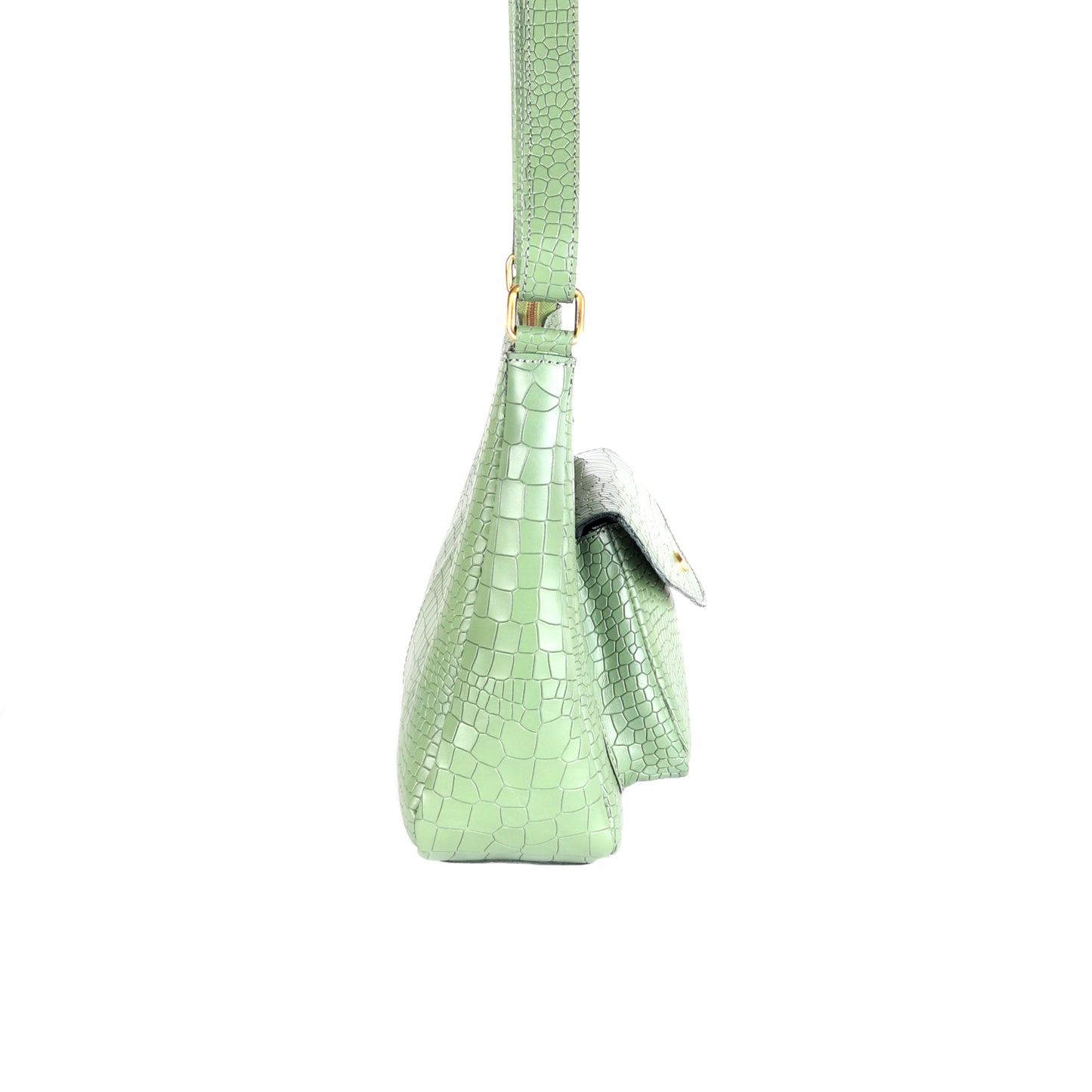 Ganymede Croco Green Leather Handbag - Chiti
