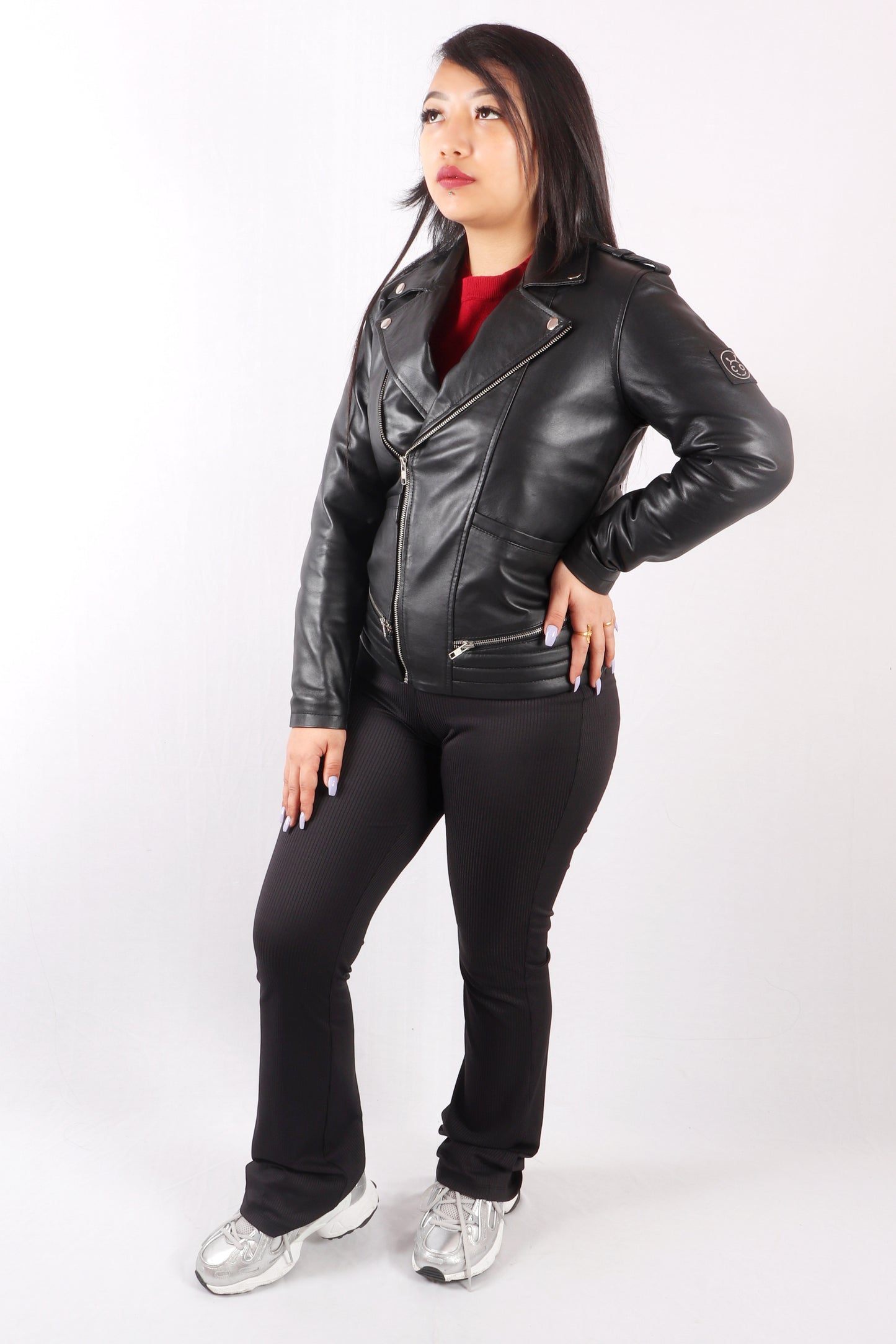 Midnight Racer Femme Black Leather Jacket - Chiti