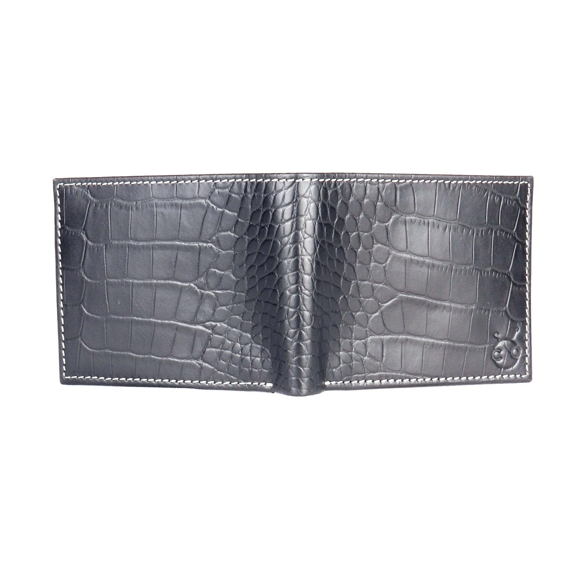 Black Croco Effect Bifold RFID Protected Genuine Leather Wallet - Chiti