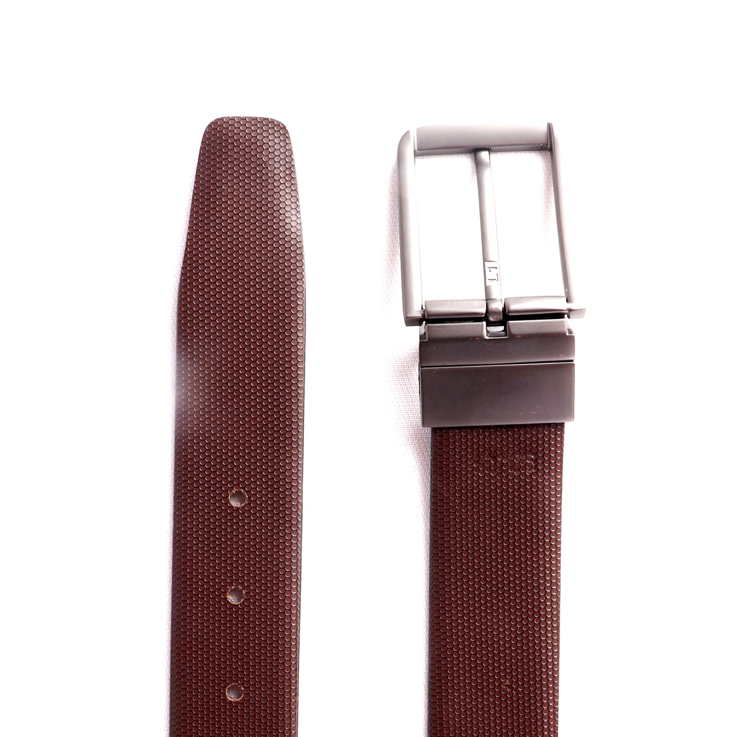 Men Black & coffee Brown Reversible Textured Formal Belt