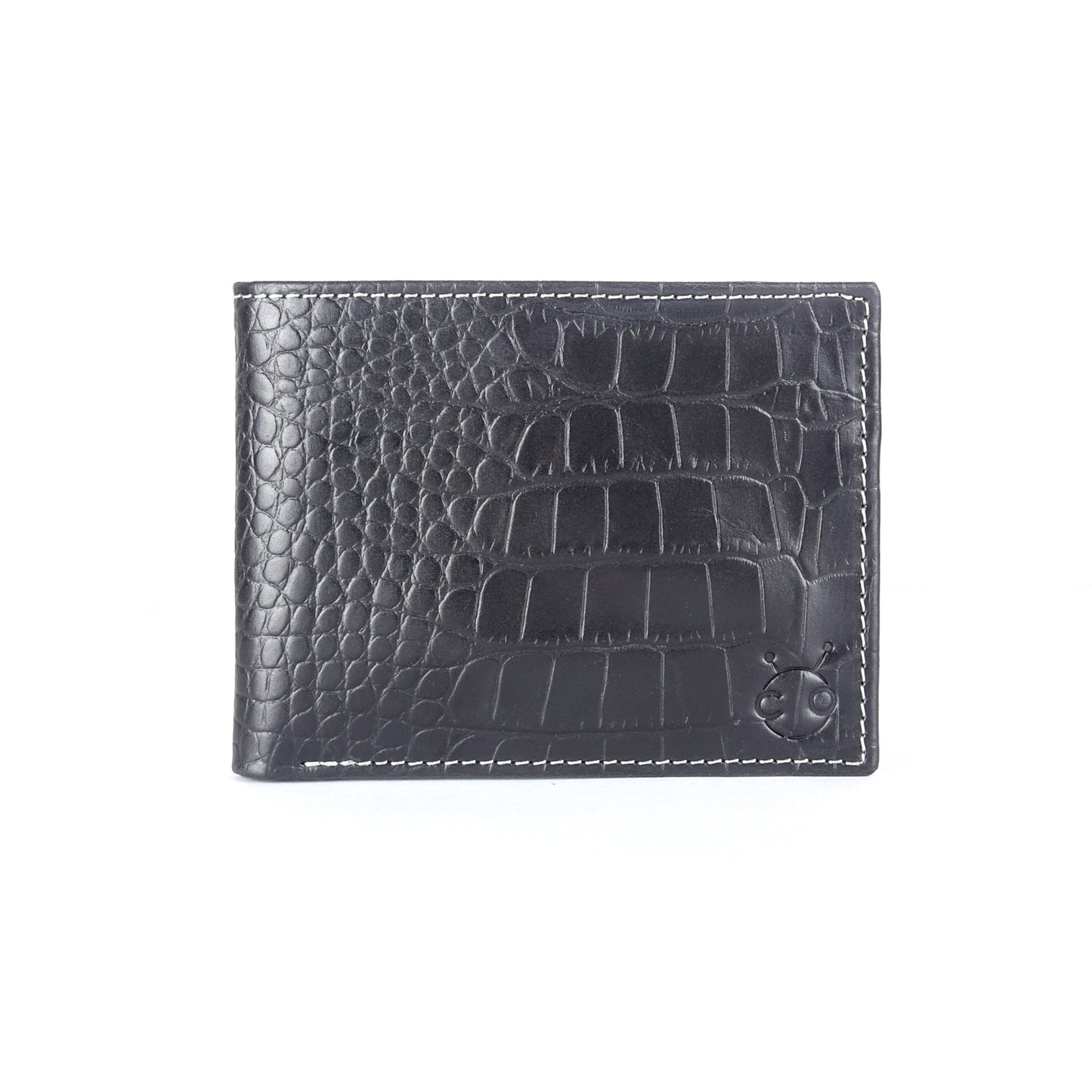 Black Croco Effect Bifold RFID Protected Genuine Leather Wallet - Chiti