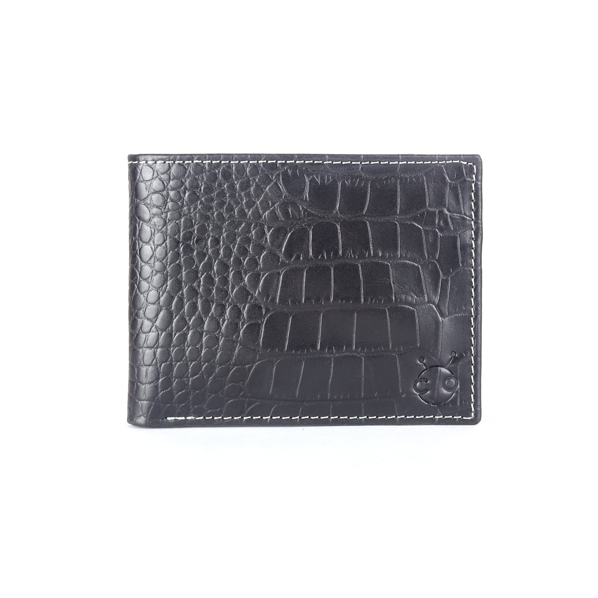 Black Croco Effect Bifold RFID Protected Genuine Leather Wallet - Chiti