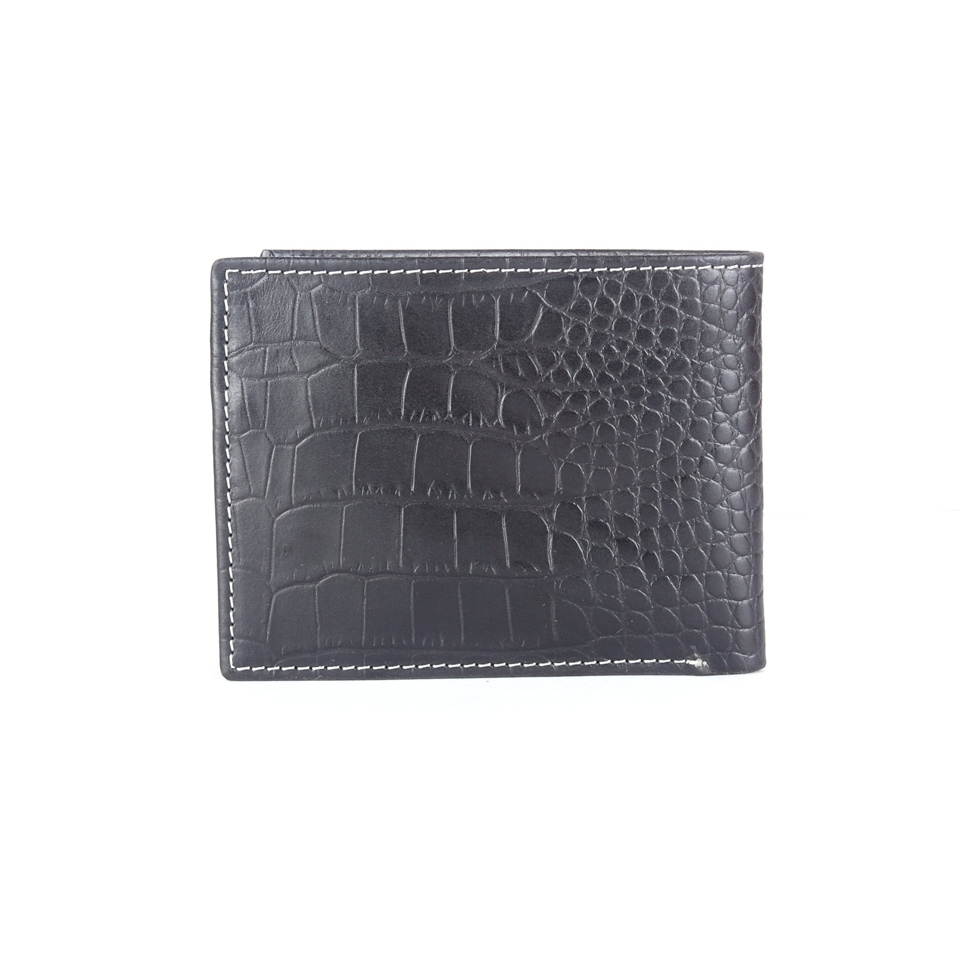 Black Croco Effect Bifold RFID Protected Genuine Leather Wallet - Chiti