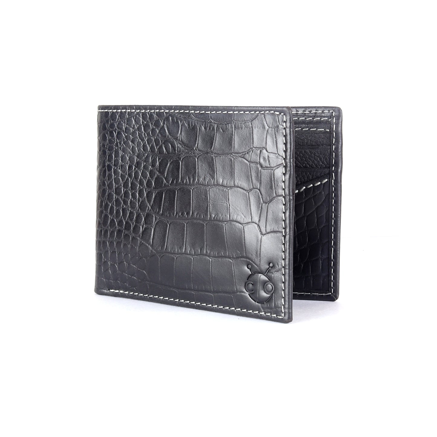 Black Croco Effect Bifold RFID Protected Genuine Leather Wallet - Chiti