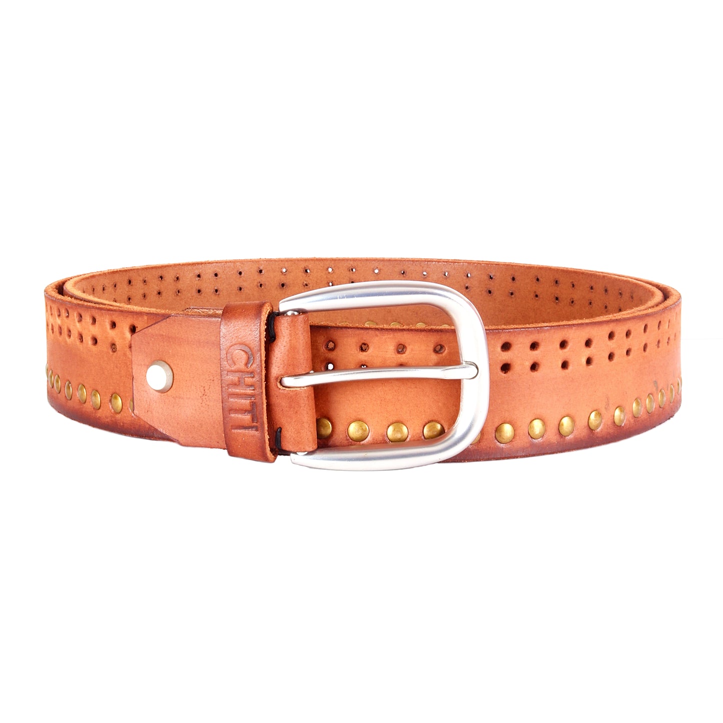 Bronze Starlet: Metallic-Studded Tan Brown Belt