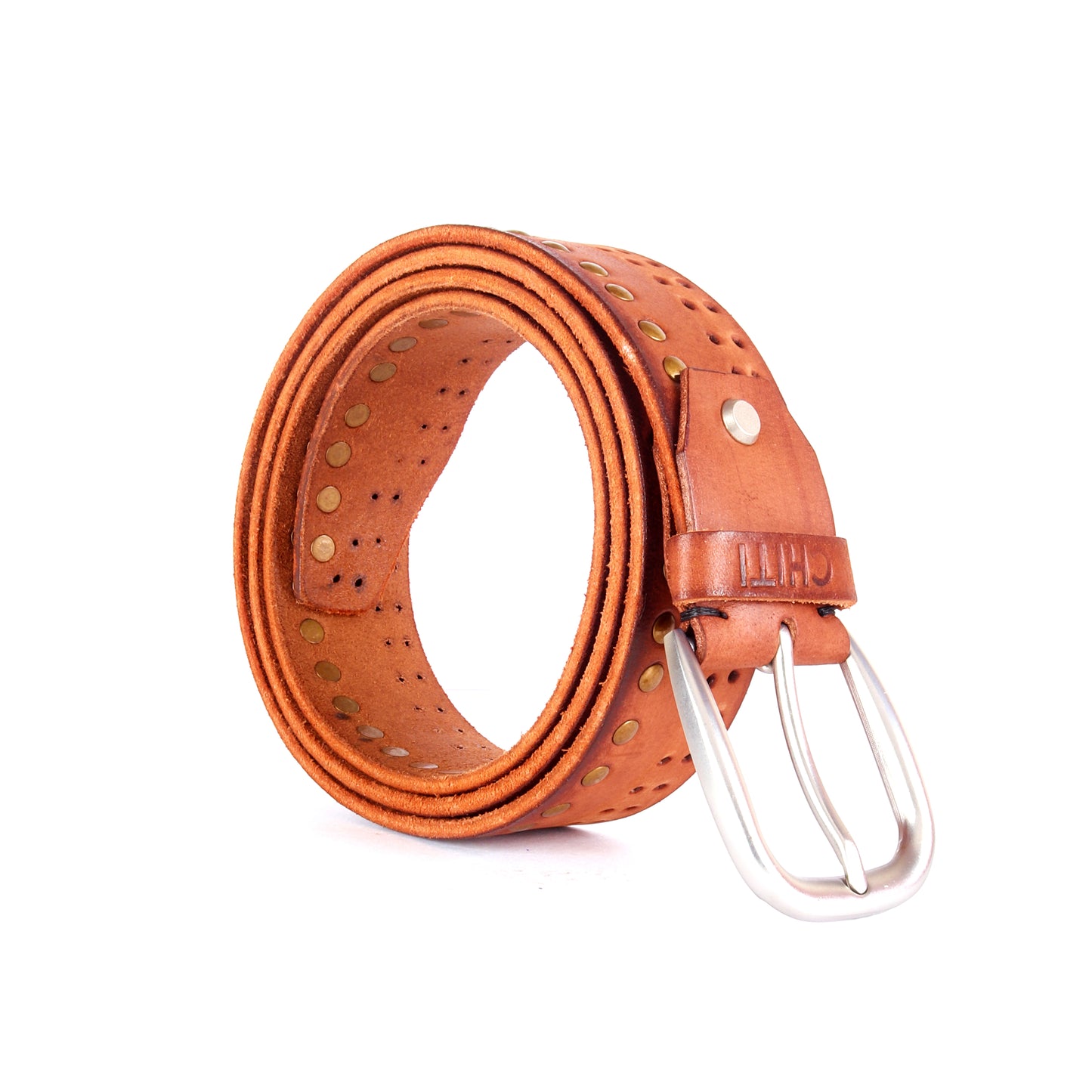 Bronze Starlet: Metallic-Studded Tan Brown Belt