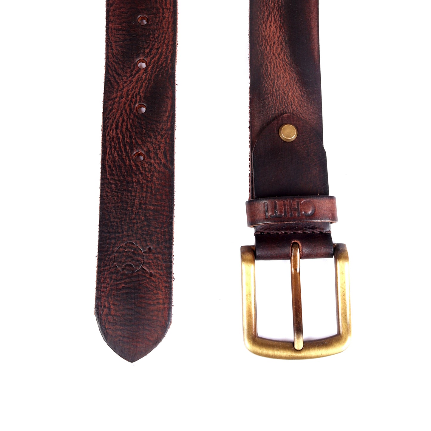 Sahara Saga: Antique Buckle Crushed Leather Belt - Chiti
