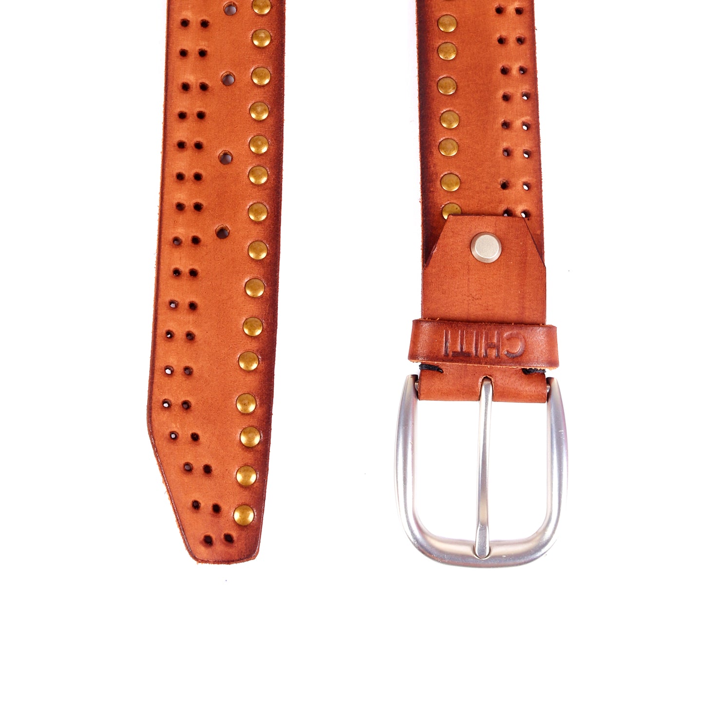 Bronze Starlet: Metallic-Studded Tan Brown Belt