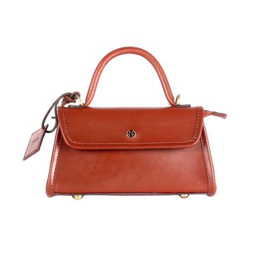 Phobos Small Brown Leather Satchel - Chiti