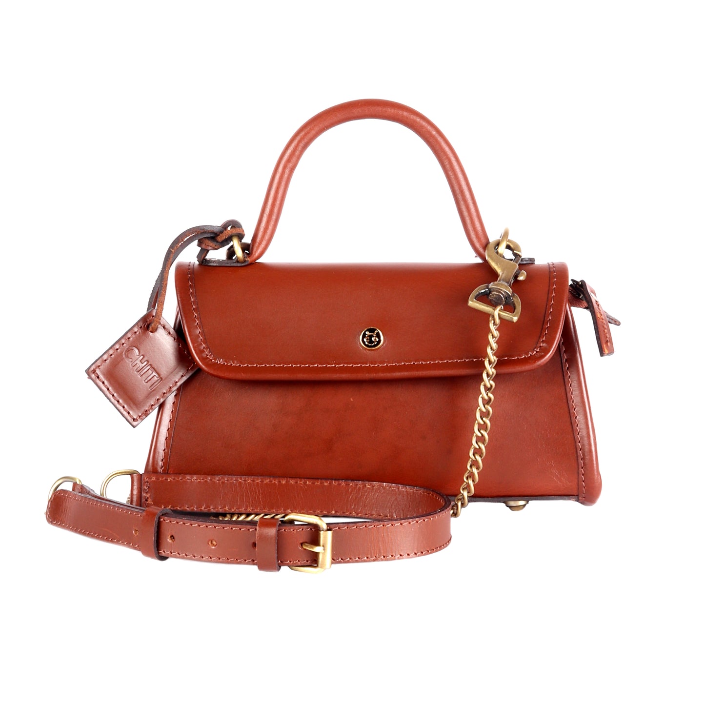 Phobos Small Brown Leather Satchel - Chiti