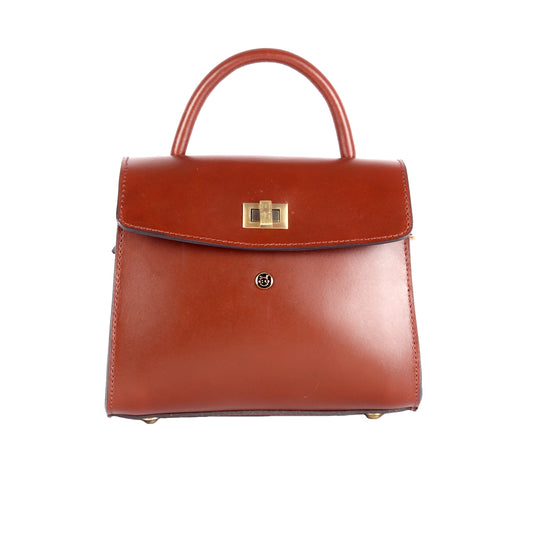 Elara Premium Brown Leather Satchel - Chiti