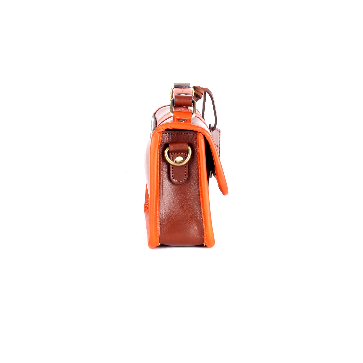 Bello Premium Brown and Orange Leather Satchel - Chiti