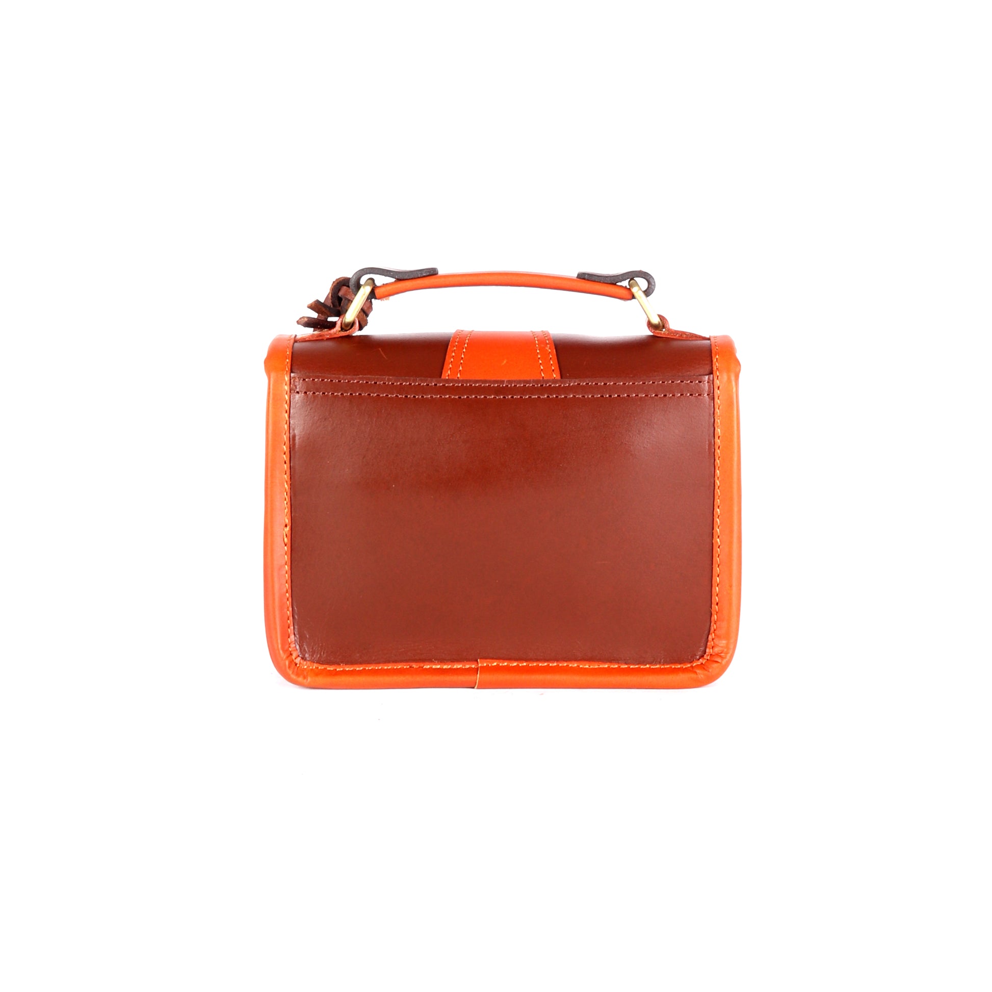 Bello Premium Brown and Orange Leather Satchel - Chiti