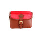 Triton Brown Leather Satchel with Hair-On Red Flap - Chiti