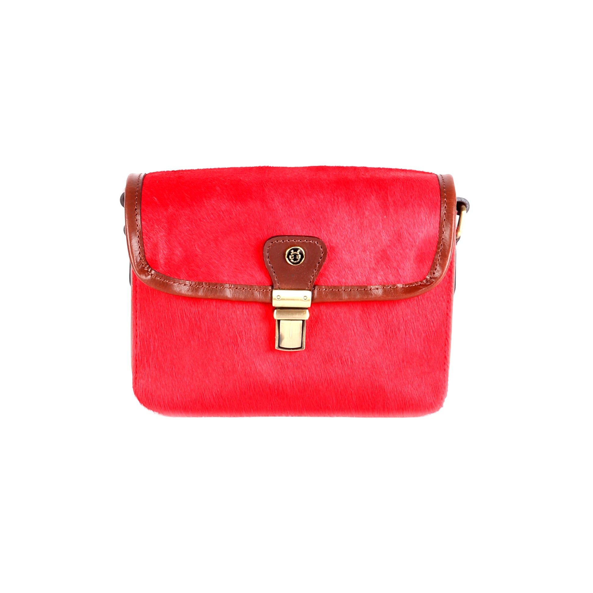 Martian Red Hair-On Leather Satchel - Chiti