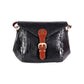 Dione Crocodile Pattern Black Leather Satchel