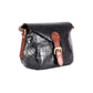 Dione Crocodile Pattern Black Leather Satchel