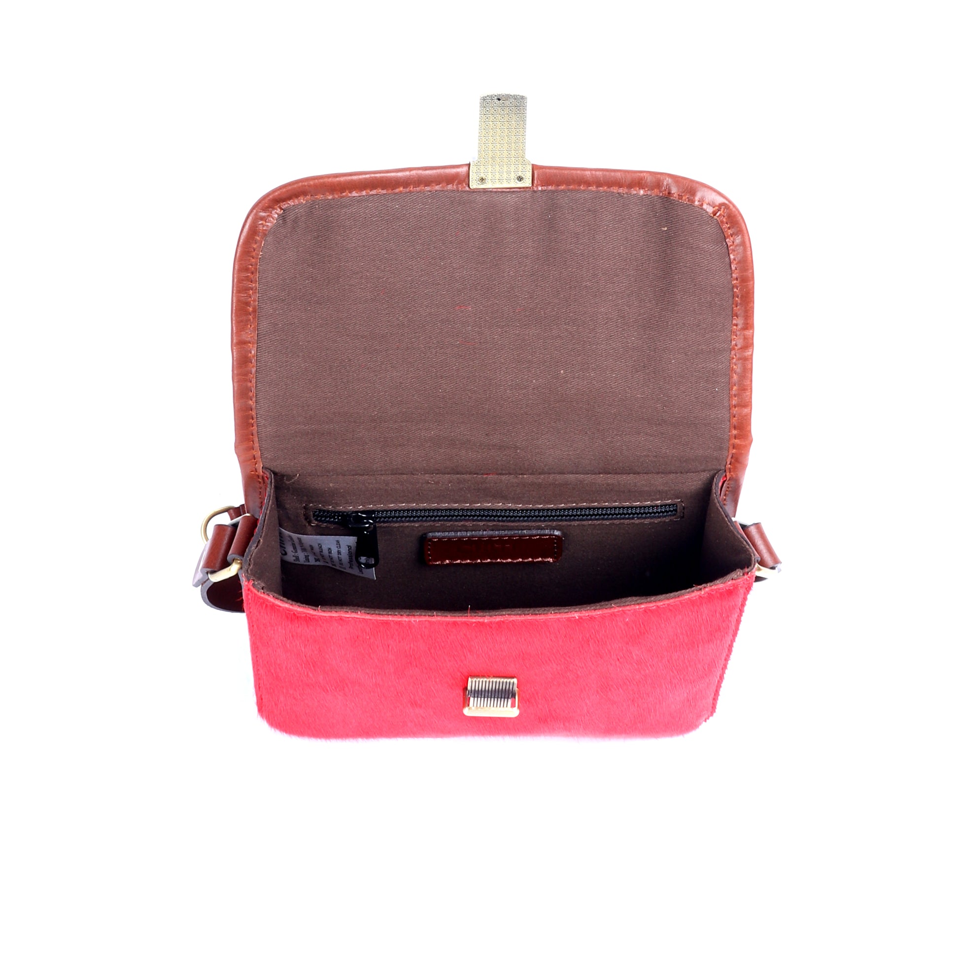 Martian Red Hair-On Leather Satchel - Chiti