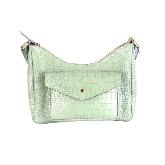 Ganymede Croco Green Leather Handbag