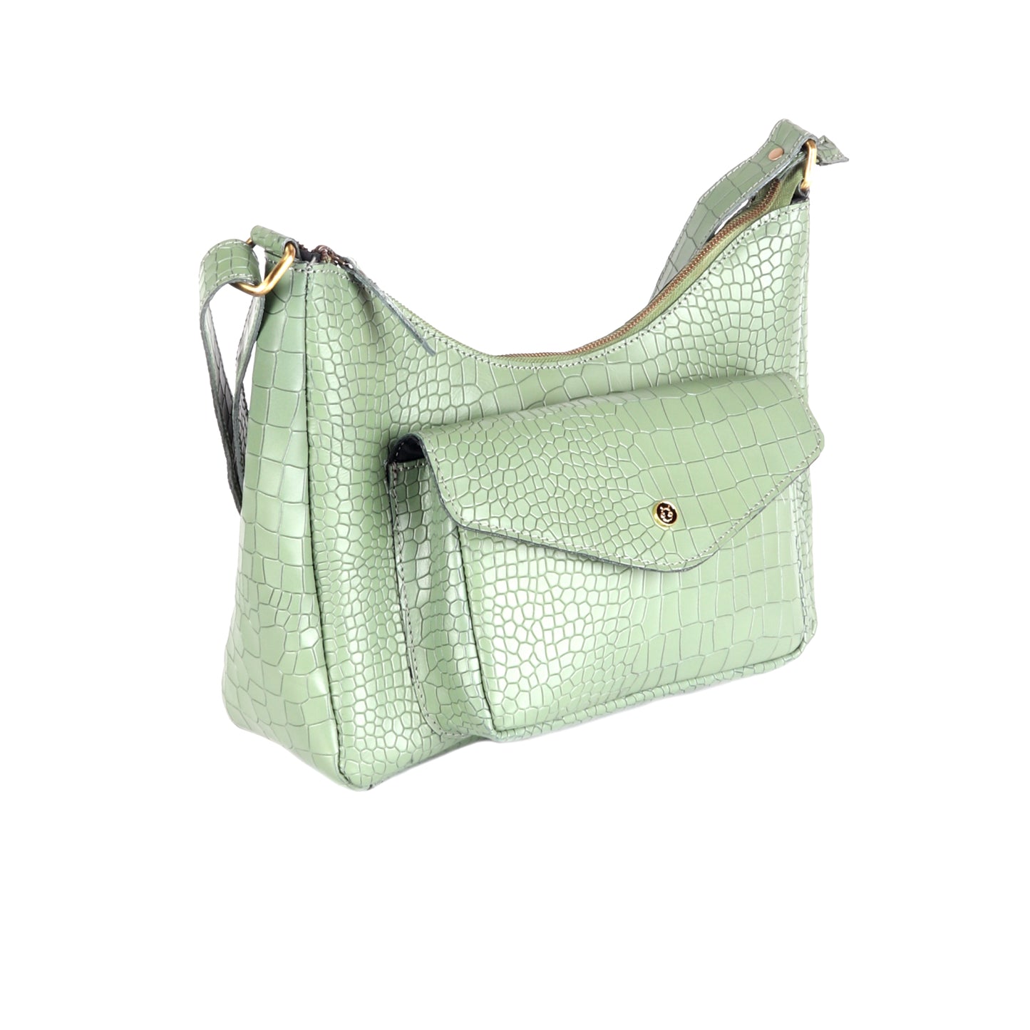 Ganymede Croco Green Leather Handbag