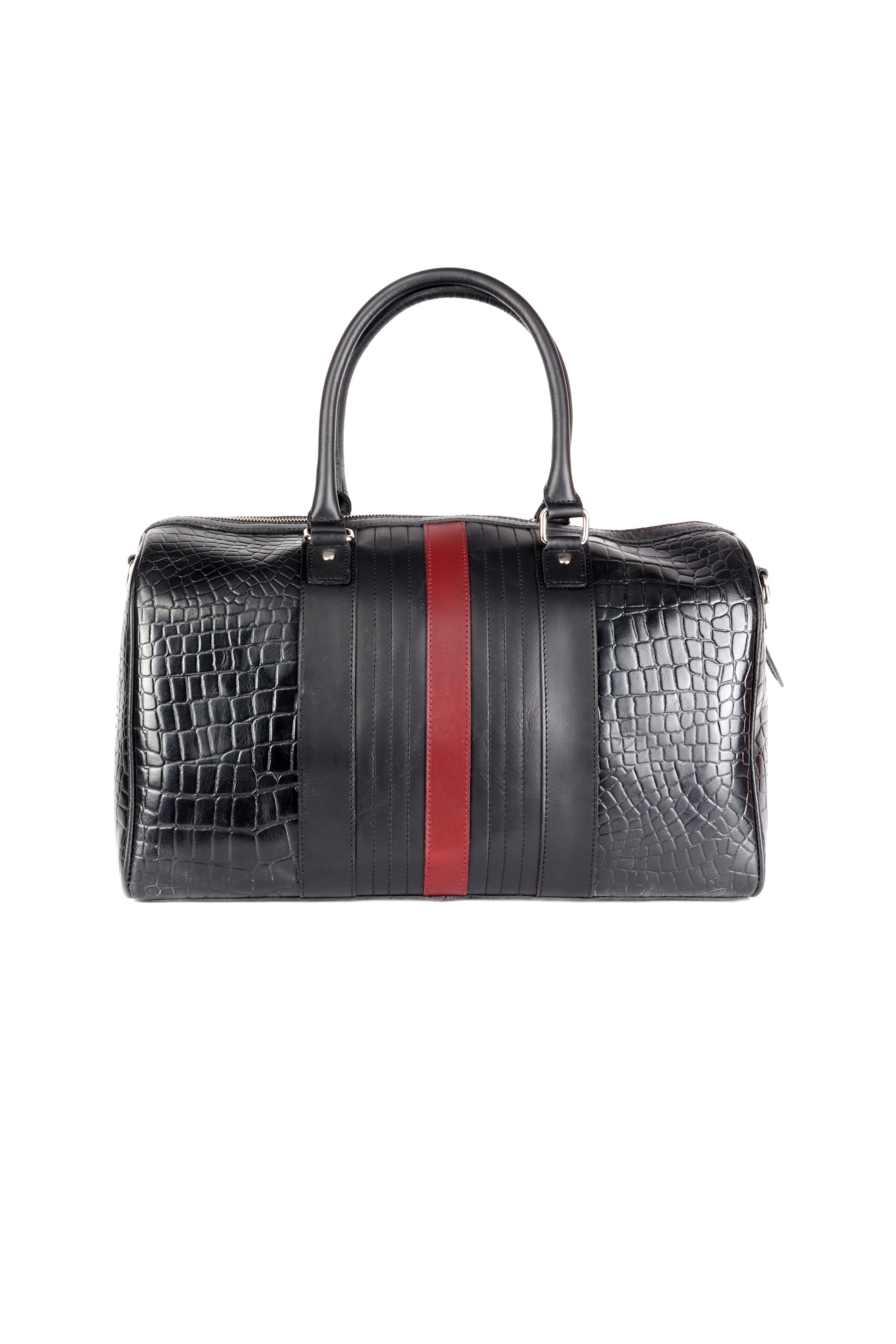 CrocoJet: Black Crocodile Pattern Leather Duffle Bag – Chiti