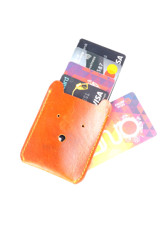 Brown Leather Card Holder - Chiti