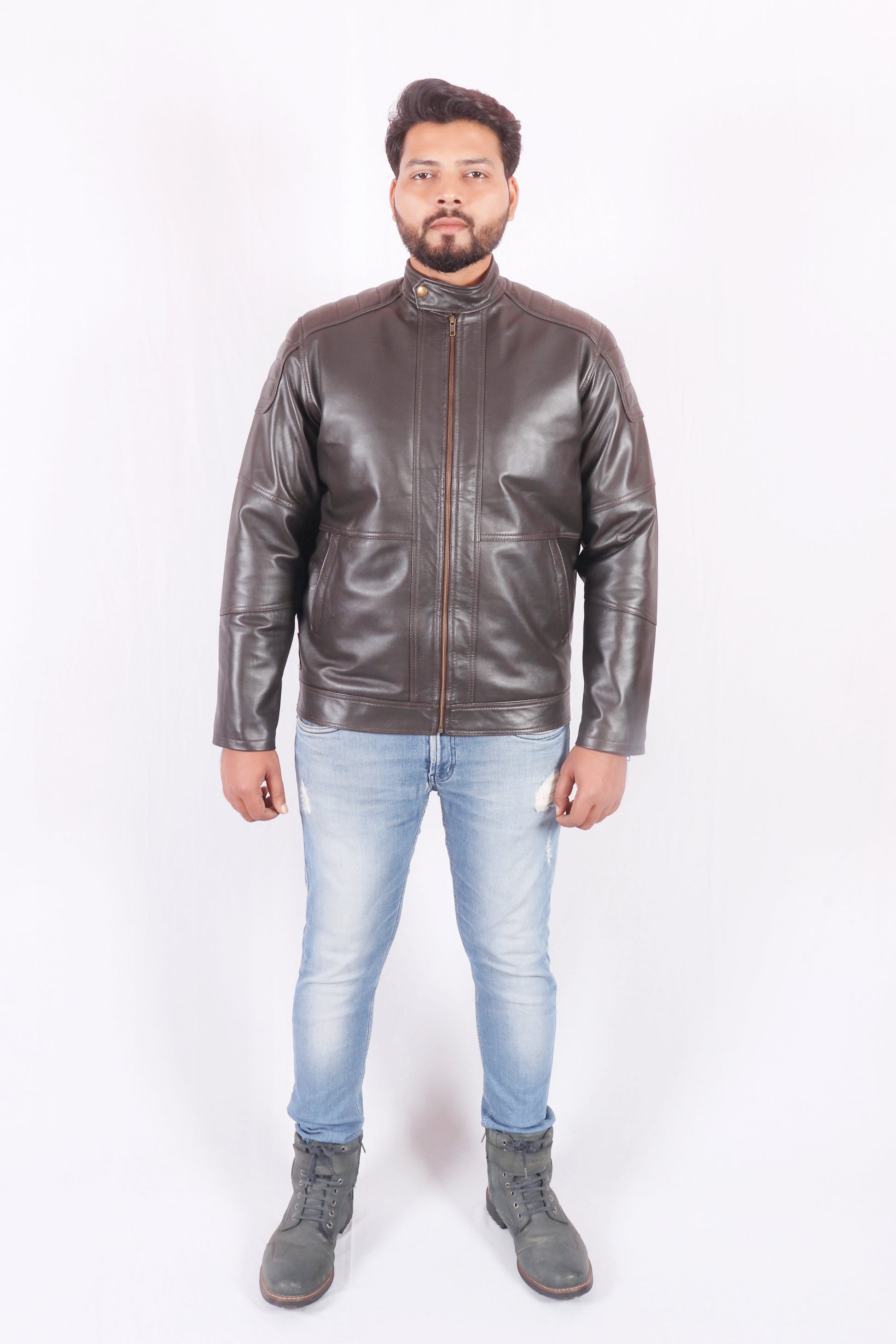Vogue Vista Men's Brown Leather Jacket - Chiti