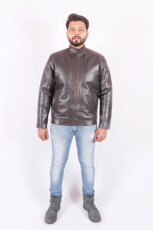 Vogue Vista Men's Brown Leather Jacket - Chiti