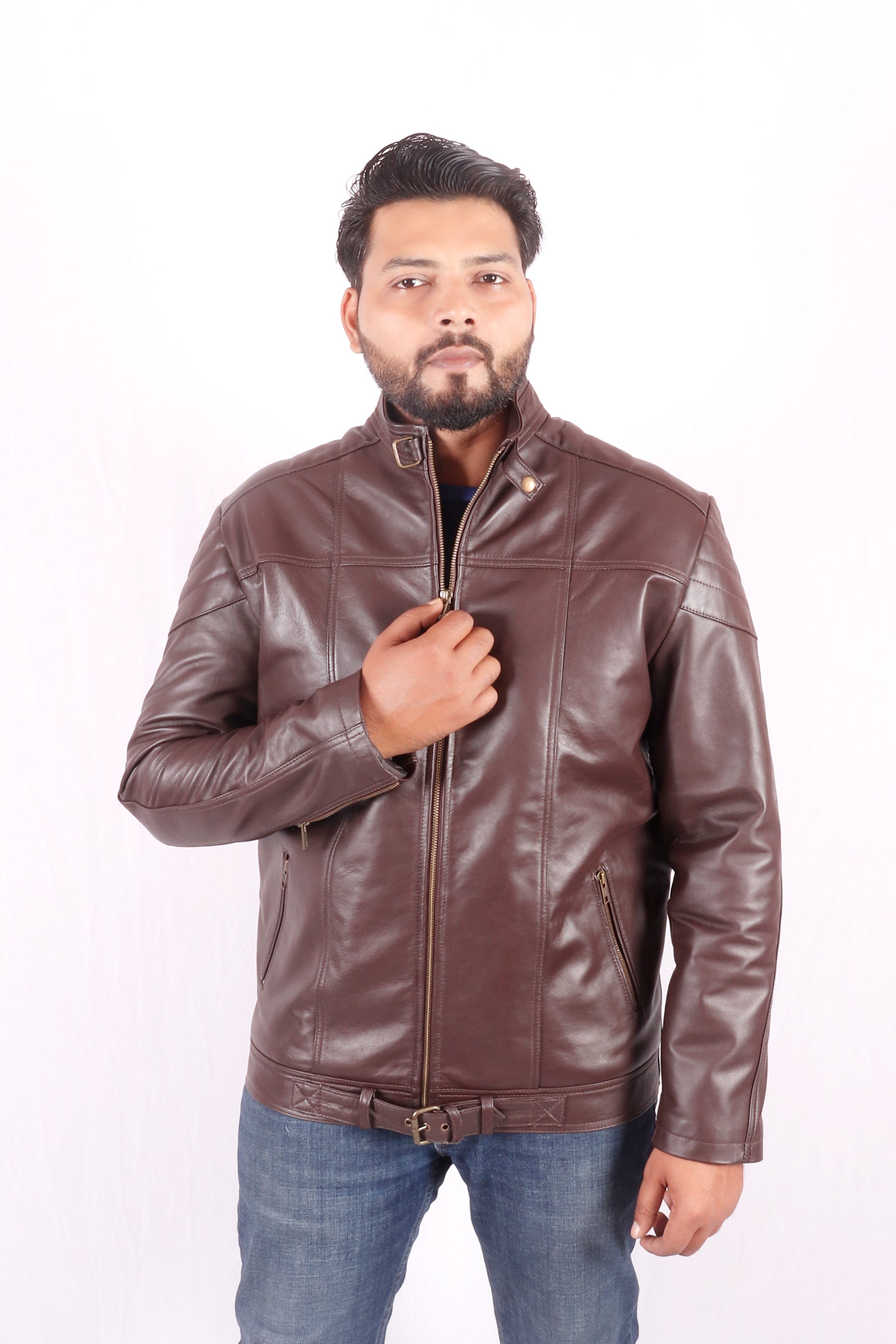 KC Collections CLASSIC BIKER Genuine LEATHER JACKET Size Small - Made In  India | eBay
