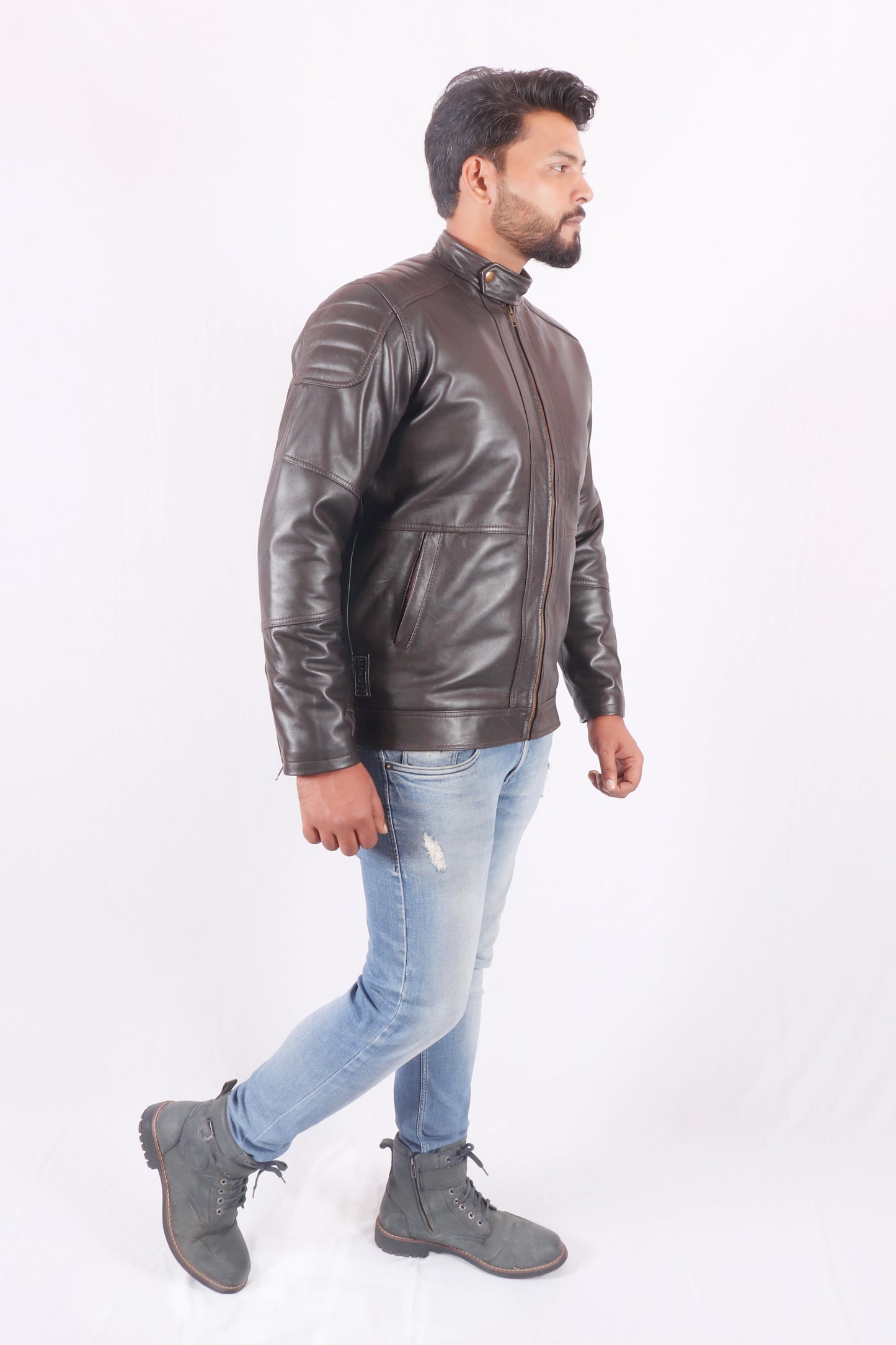Vogue Vista Men's Brown Leather Jacket - Chiti