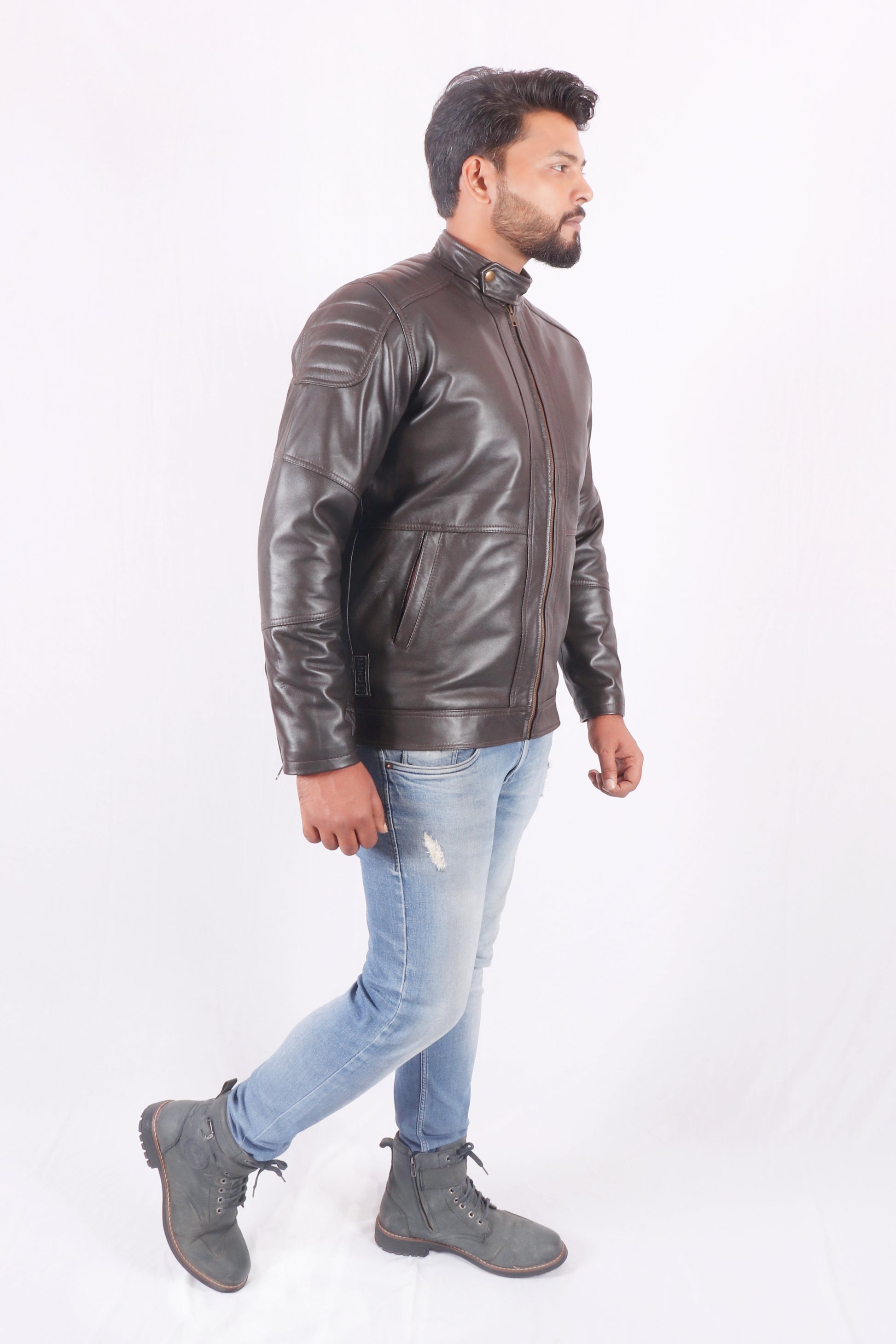 Vogue Vista Men's Brown Leather Jacket - Chiti