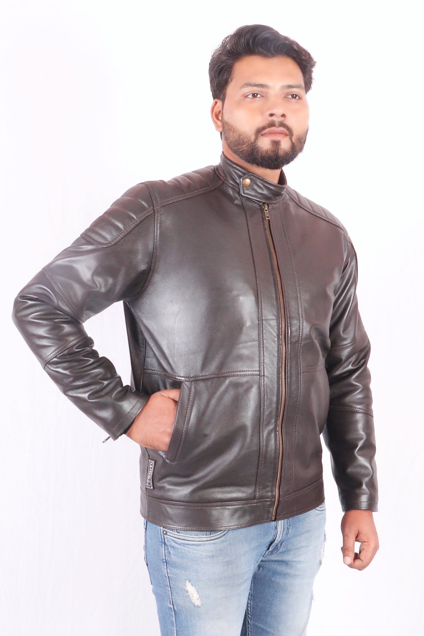 Vogue Vista Men's Brown Leather Jacket - Chiti