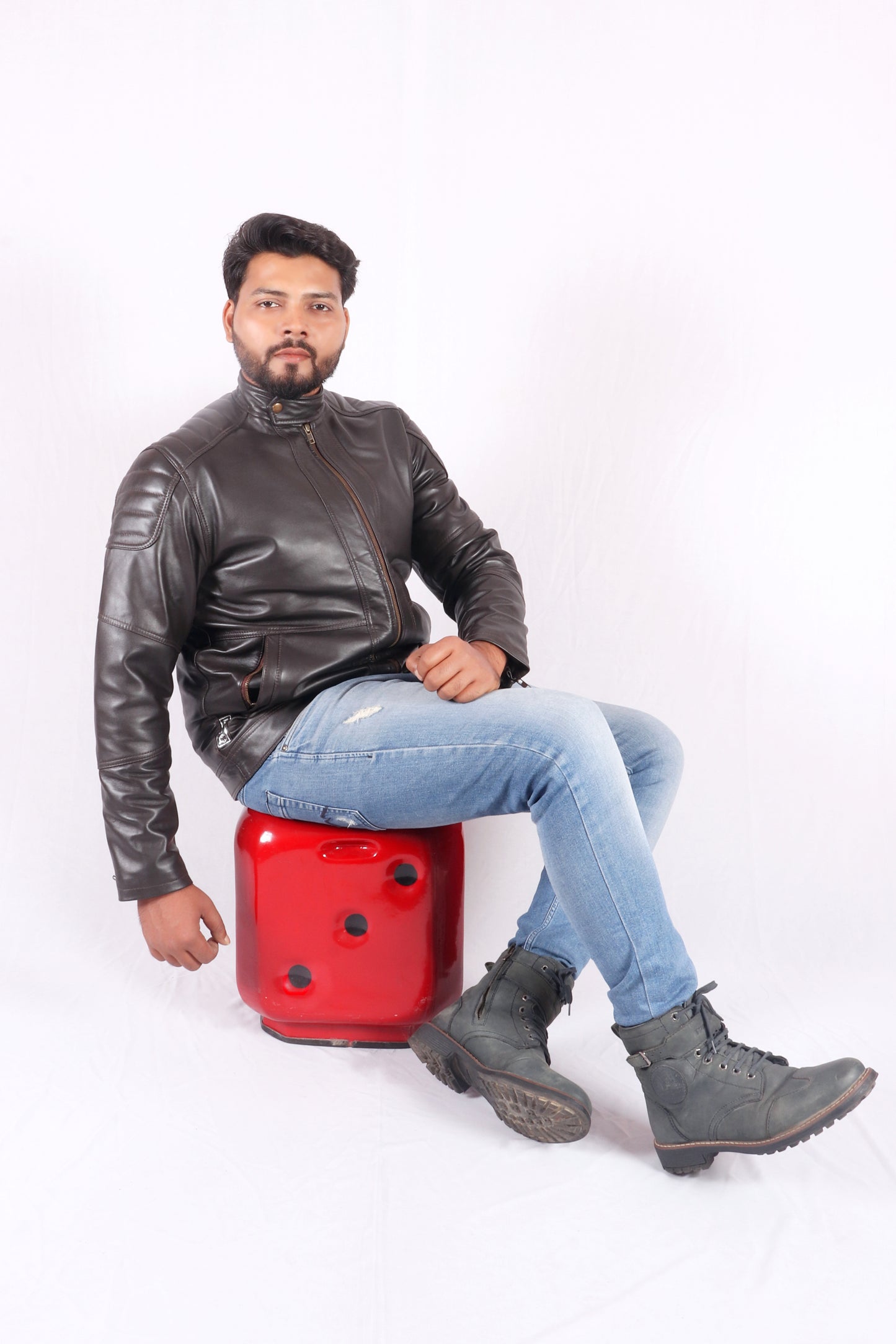 Vogue Vista Men's Brown Leather Jacket - Chiti