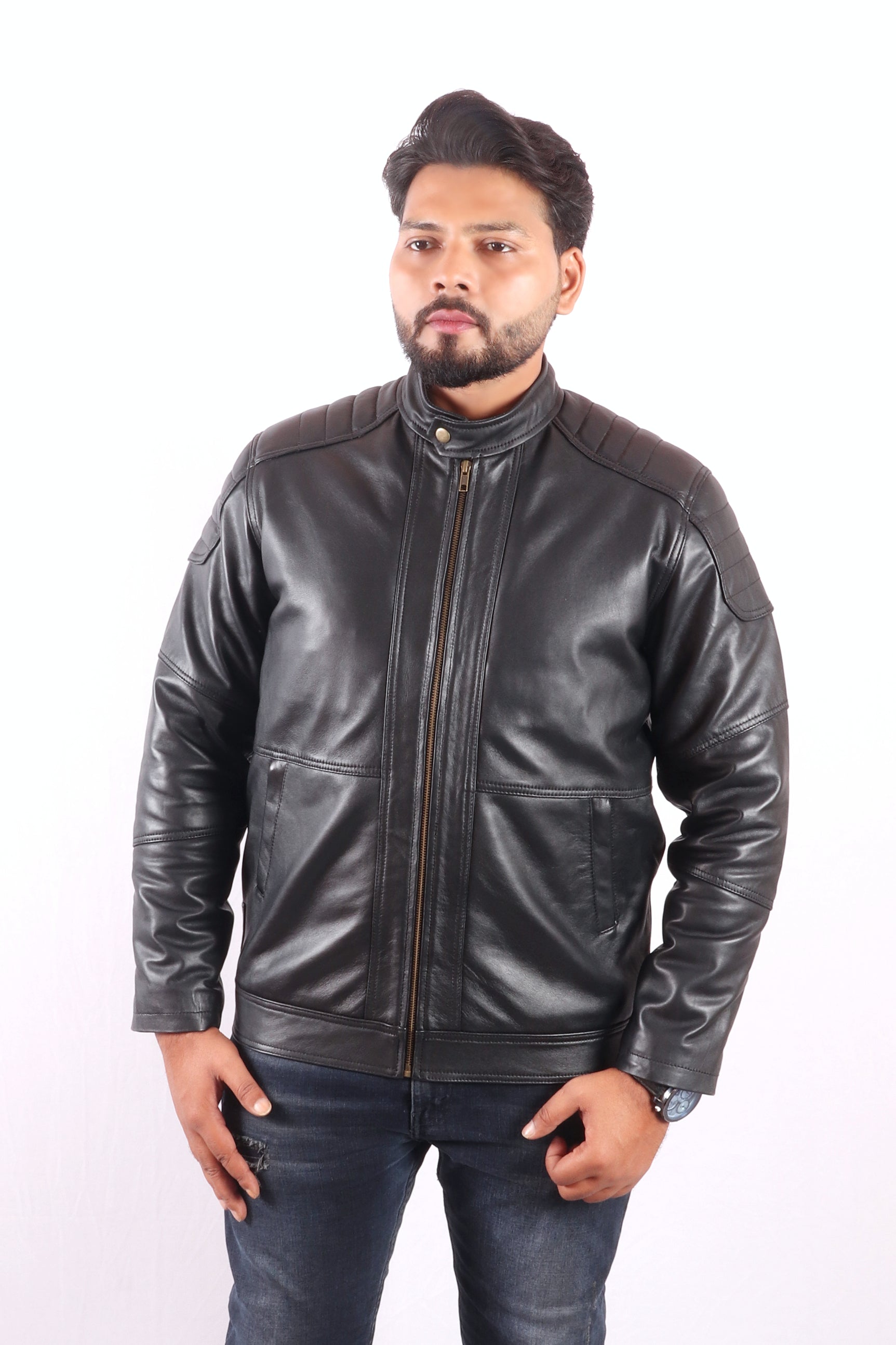 Vogue Vista Men's Black Leather Jacket - Chiti