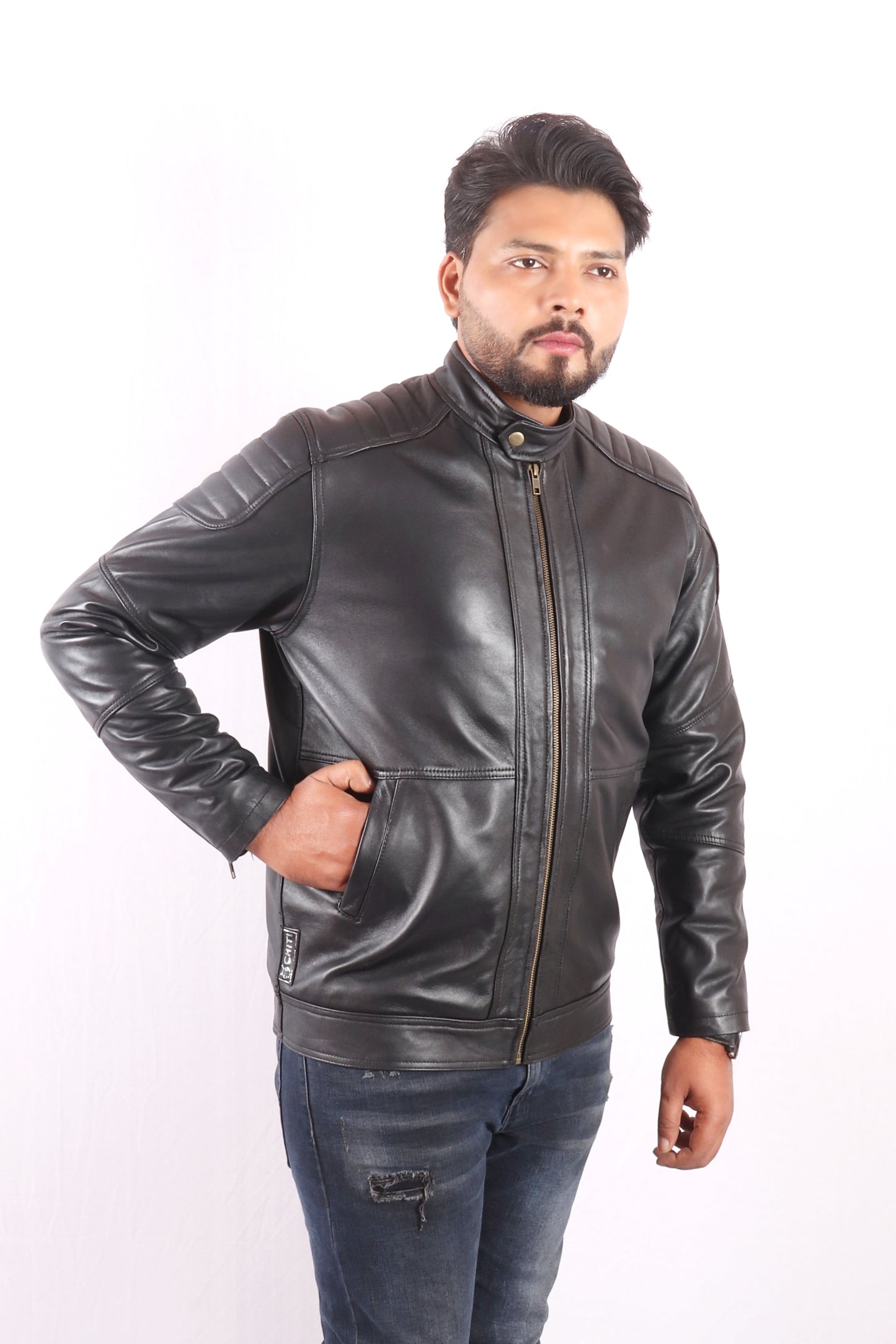 Vogue Vista Men's Black Leather Jacket - Chiti