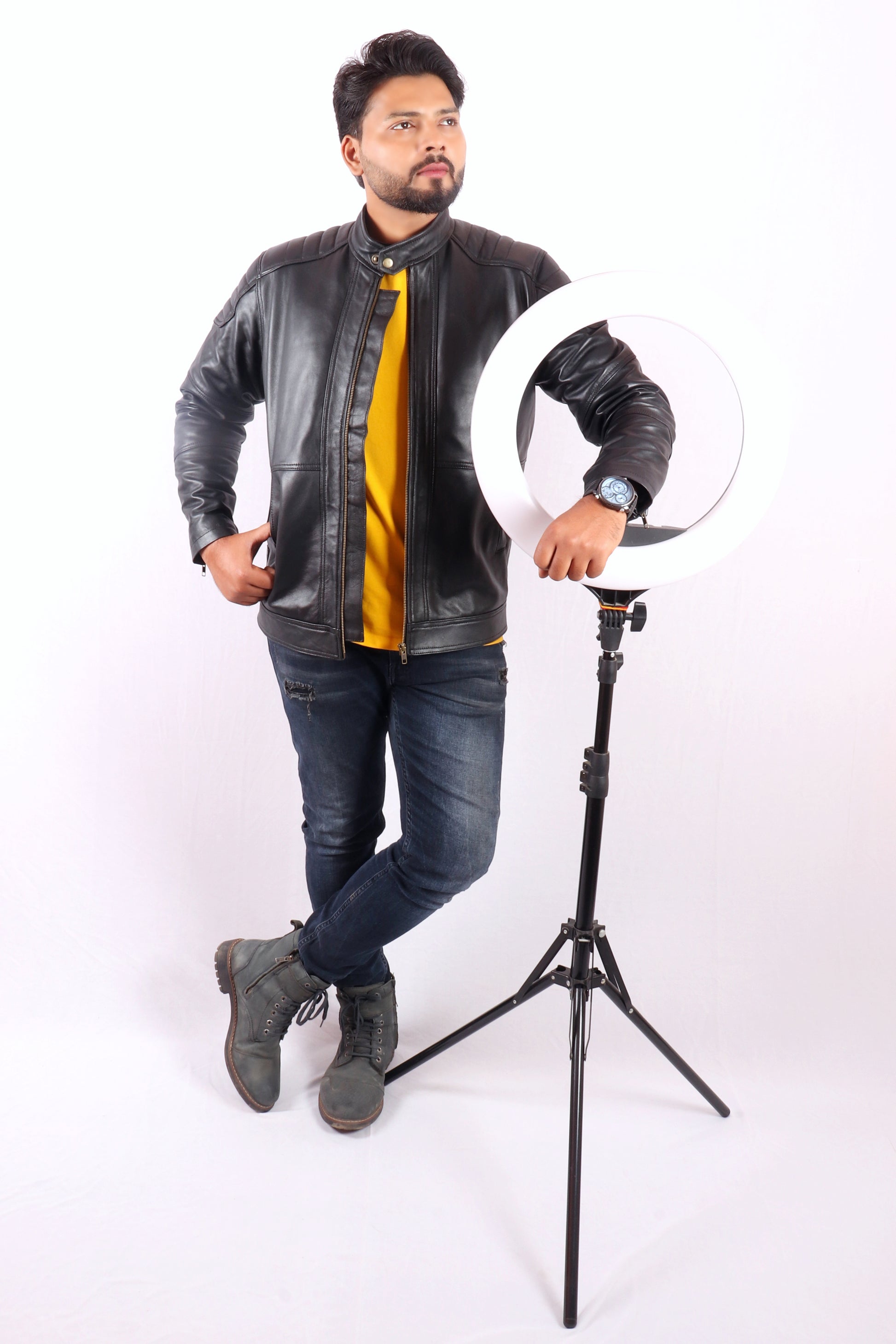 Vogue Vista Men's Black Leather Jacket - Chiti