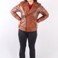 Midnight Racer Femme Tan Brown Leather Jacket - Chiti