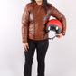 Midnight Racer Femme Tan Brown Leather Jacket